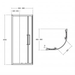 Ideal Standard i.life 900mm Bright Silver Quadrant Enclosure