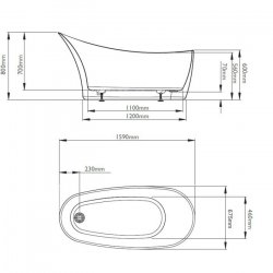 BC Designs Copper/Nickel Boat Bath 1500mm