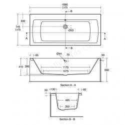 Ideal Standard Tempo Arc 170 x 75cm Idealform Plus+ Double Ended Bath