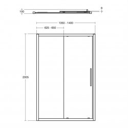 Ideal Standard i.life 1400mm Bright Silver Sliding Door