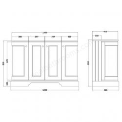 Bayswater Bathrooms 1200mm Matt Black 4-Door Curved Basin Cabinet