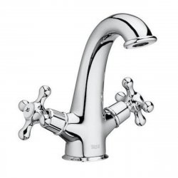 Roca Carmen Twin-Lever Basin Mixer Tap with Press Down Waste