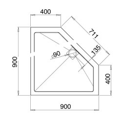 Roman Neo-Angle 900 x 900mm Shower Tray