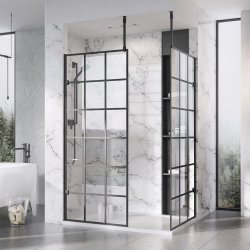 Roman Liberty 10mm 857mm Black Grid Wetroom Corner Panel