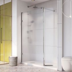 Roman Liberty 8mm 857mm Fluted Glass Wetroom Corner Panel