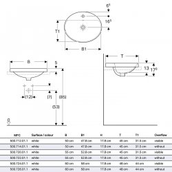 Geberit VariForm 500mm Oval 1 Tap Hole Countertop Basin - No Overflow