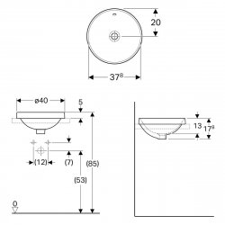 Geberit VariForm 400mm Round Countertop Basin - With Overflow