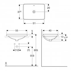 Geberit VariForm 550mm Rectangular Countertop Basin - With Overflow