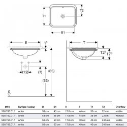 Geberit VariForm 450mm Rectangular Undercounter Basin - No Overflow
