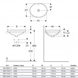 Geberit VariForm 500mm Oval Countertop Basin - No Overflow