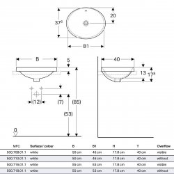 Geberit VariForm 550mm Oval Countertop Basin - No Overflow