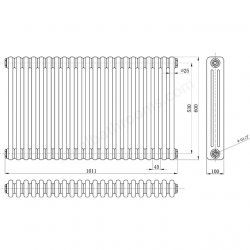 Bayswater Nelson Triple 1011 x 600mm White Radiator