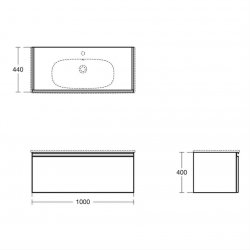 Ideal Standard Tesi Matt Dark Taupe 100cm 1 Drawer Vanity Unit