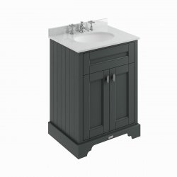 BC Designs Victrion 600mm Dark Lead 2 Door Basin Unit