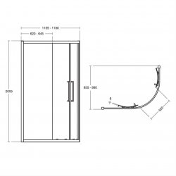 Ideal Standard i.life 1200 x 900mm Bright Silver Offset Quadrant Enclosure