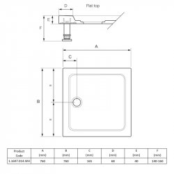 Mira Flight Low 760mm Square Shower Tray