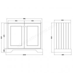 Bayswater Bathrooms Pointing White 1000mm 2-Door Basin Cabinet