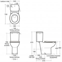 Armitage Shanks Contour 21 Raised Height Close Coupled Toilet