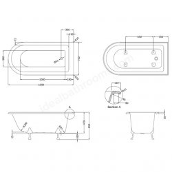 Bayswater White 1500mm Single End Free Standing Shower Bath