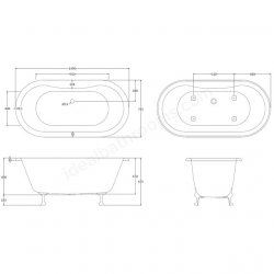 Bayswater Leinster 1500mm Double Ended Freestanding Bath