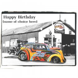 Personalised Outlaw Anglia Drag Racing A5 Birthday Card by LDA. Flyin' Fyfer