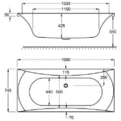 Carron Alpha Double Ended 1700 x 750mm Acrylic Bath