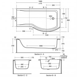 Ideal Standard Concept 1700 x 900mm IdealForm Plus+ Left Hand Shower Bath