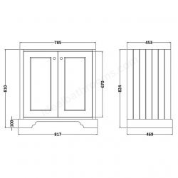 Bayswater 800mm Pointing White 2 Door Basin Cabinet
