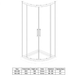 Sommer 8 800mm Double Door Quadrant Shower Enclosure - Chrome