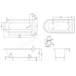 Bayswater White 1700mm Single End Free Standing Shower Bath