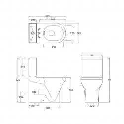 RAK Compact 45cm Rimless Close Coupled Open Back Back To Wall WC