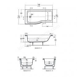 Ideal Standard Connect Air 150 x 80cm Idealform Plus+ Left Hand Shower Bath