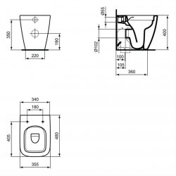 Ideal Standard i.life S 60cm Matt Quartz Grey Compact WC Unit