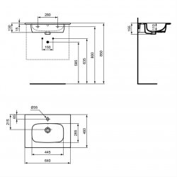 Ideal Standard i.life A Wall Hung 60cm 2 Drawer Matt White Vanity Unit