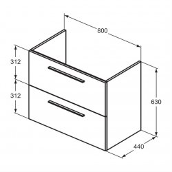 Ideal Standard i.life A Wall Hung 80cm 2 Drawer Matt White Vanity Unit