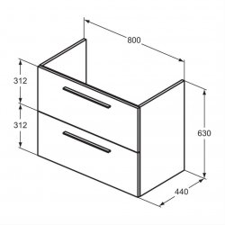 Ideal Standard i.life A Wall Hung 80cm 2 Drawer Natural Oak Vanity Unit