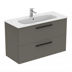 Ideal Standard i.life A Wall Hung 100cm 2 Drawer Matt Quartz Grey Vanity Unit