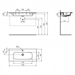 Ideal Standard i.life A Wall Hung 100cm 2 Drawer Matt White Vanity Unit