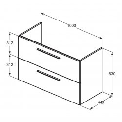 Ideal Standard i.life A Wall Hung 100cm 2 Drawer Natural Oak Vanity Unit