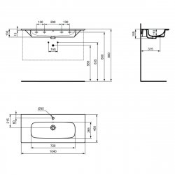 Ideal Standard i.life A Wall Hung 100cm 2 Drawer Natural Oak Vanity Unit