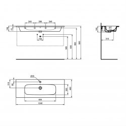 Ideal Standard i.life A Wall Hung 120cm 2 Drawer Matt Quartz Grey Vanity Unit