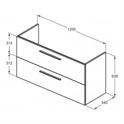 Ideal Standard i.life A Wall Hung 120cm 2 Drawer Matt Quartz Grey Vanity Unit