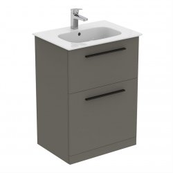 Ideal Standard i.life A Floorstanding 60cm 2 Drawer Matt Quartz Grey Vanity Unit