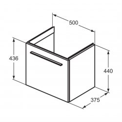 Ideal Standard i.life S Compact Wall Hung 50cm 1 Drawer Matt White Vanity Unit