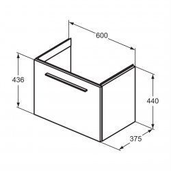 Ideal Standard i.life S Compact Wall Hung 60cm 1 Drawer Matt White Vanity Unit