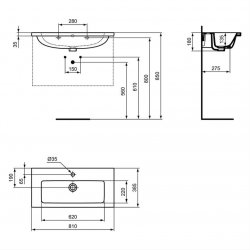 Ideal Standard i.life S Compact Wall Hung 80cm 1 Drawer Matt Quartz Grey Vanity Unit