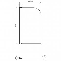 Ideal Standard New Connect Radius Silk Black Bath Screen