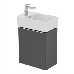 Ideal Standard Strada II 450mm Wall Hung Matt Anthracite Left Hand Guest Washbasin Unit