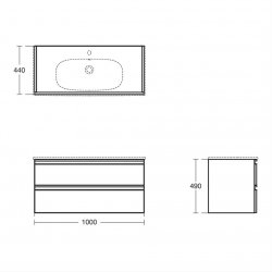 Ideal Standard Tesi Gloss White 100cm 2 Drawer Vanity Unit