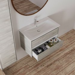 Ideal Standard Connect Air 800mm Vanity Unit (Light Grey Wood with Matt White Interior)